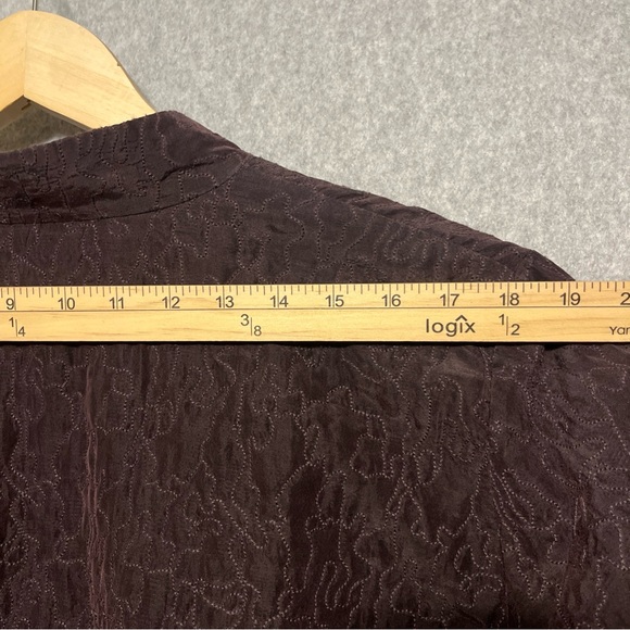 Eileen Fisher Jacket Women's 1X Plus Purple Silk Open Front Embroidered Classic - Picture 8 of 12